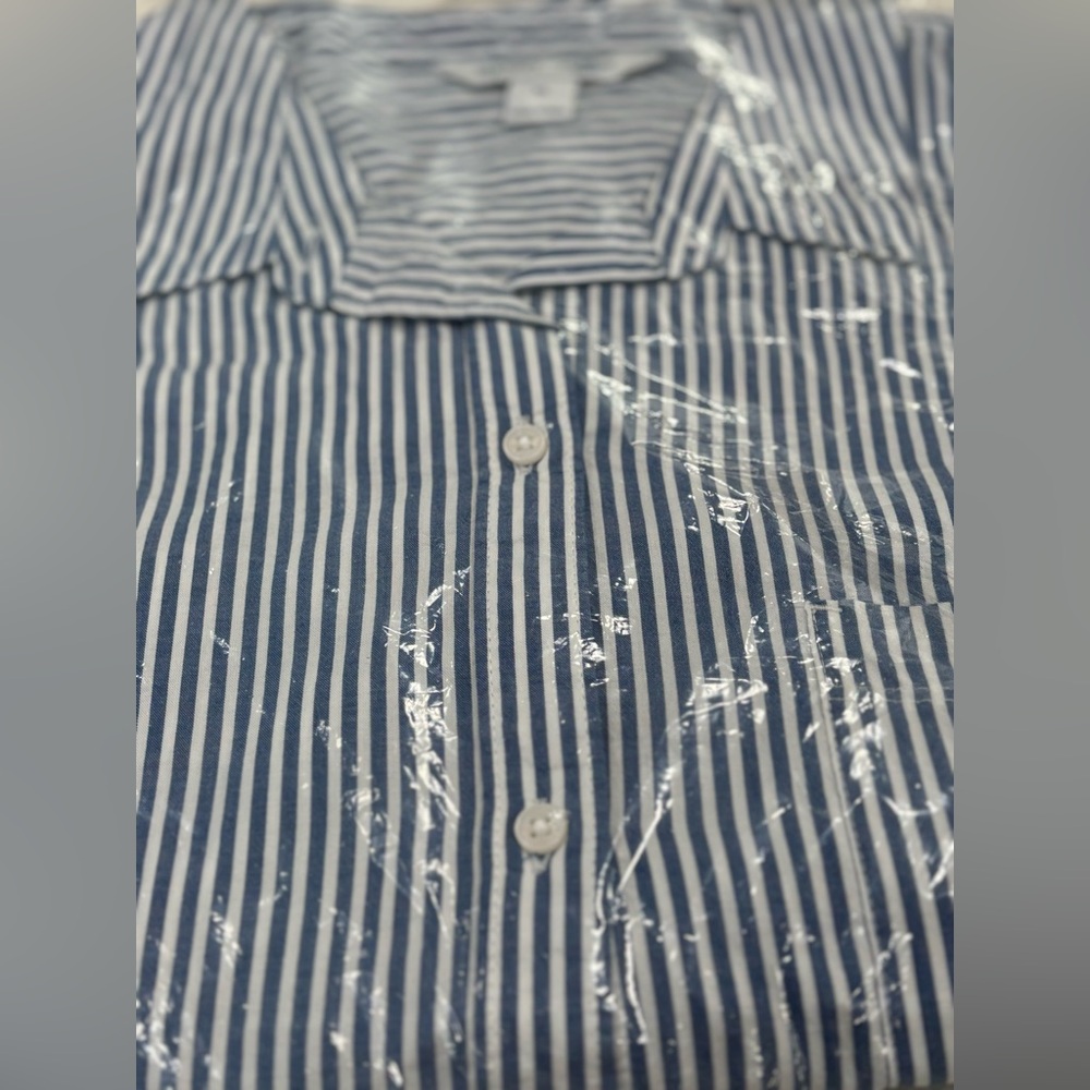 Old Navy Oversized Poplin Cotton Stripe Button Down Shirt